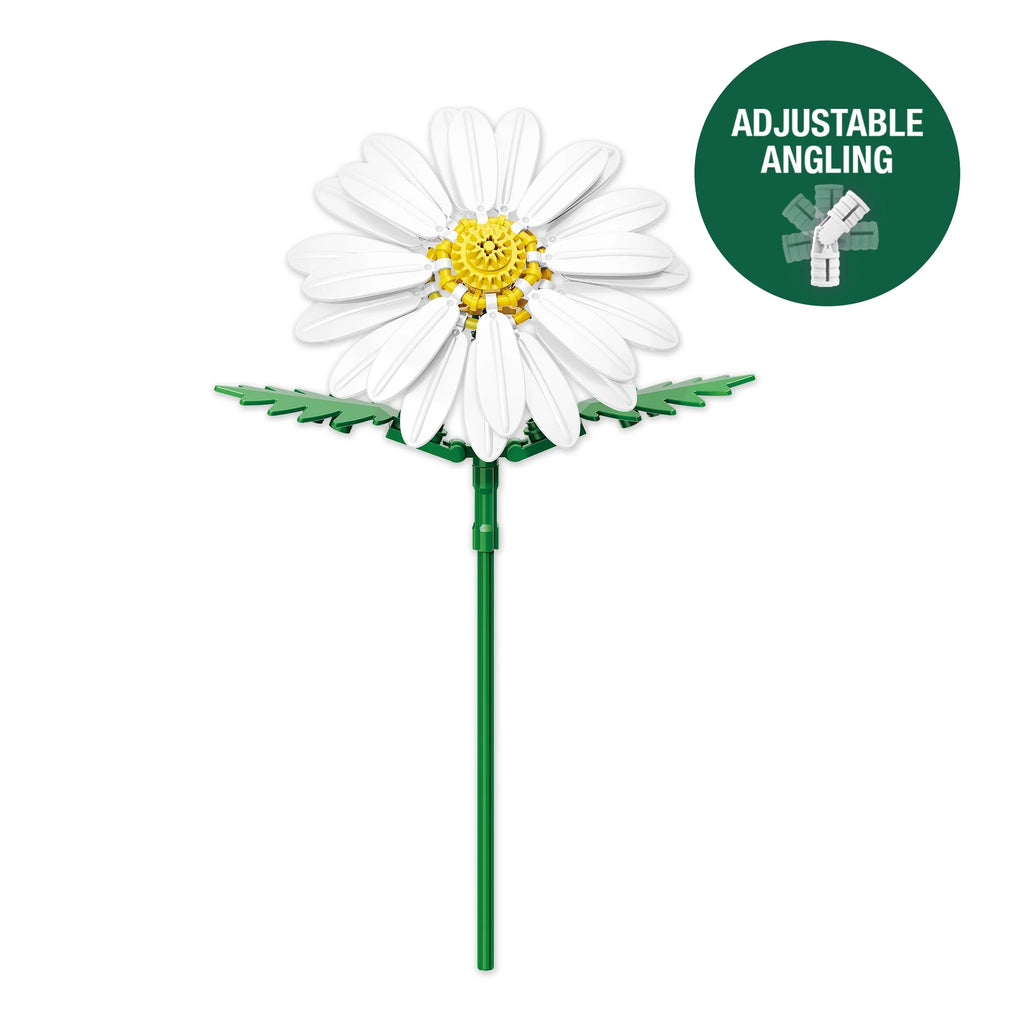 Brickcraft Bricktanicals Daisy Brick Building Decoration Set (97-Piece Set), Artificial Flower Craft Kit, Gift for Him and Her