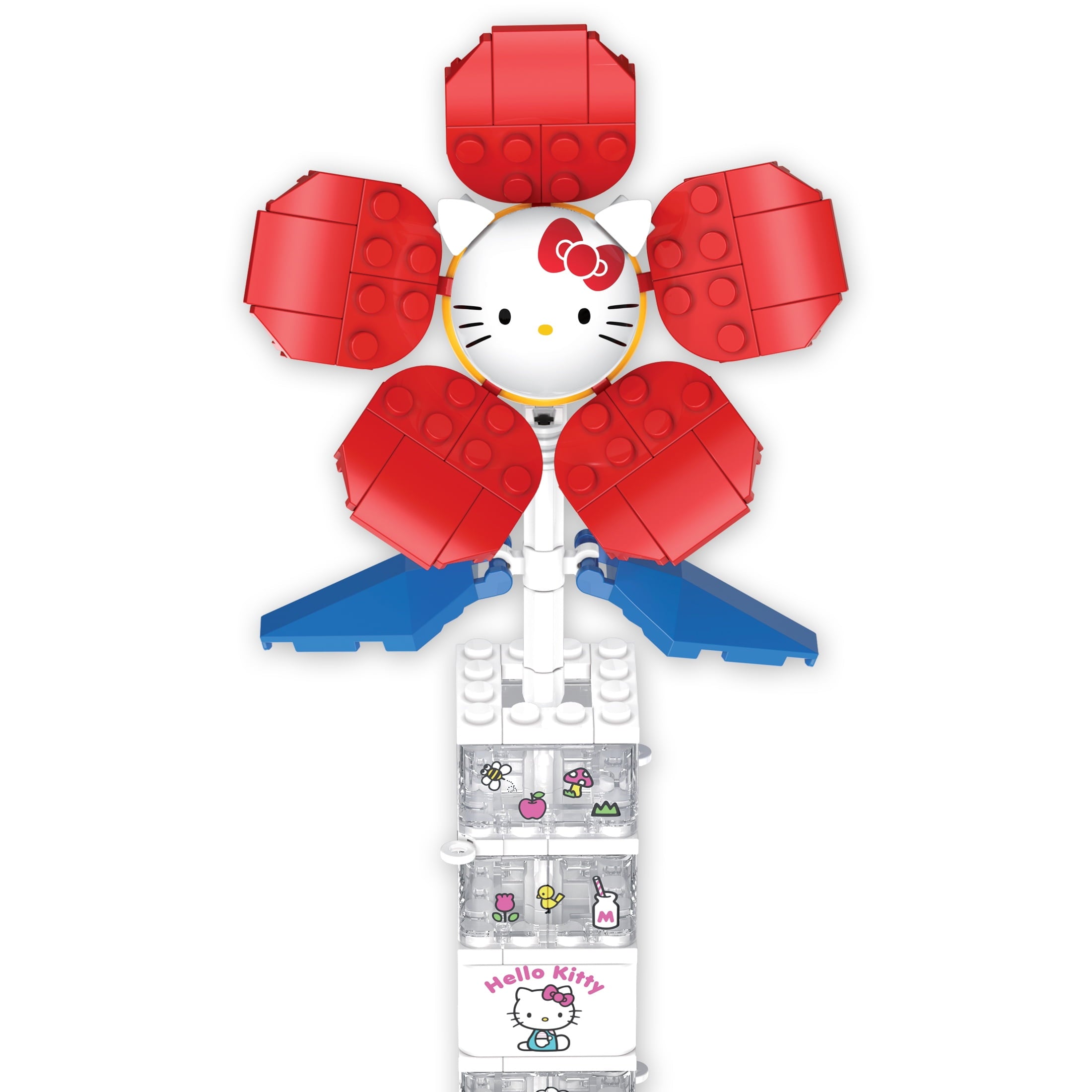 Brickcraft Hello Kitty Flower & Vase Building Kit (115 Plastic Pieces), Sanrio Hello Kitty Collection, Floral Decoration & Modular Vase Bouquet, Cute Home Décor
