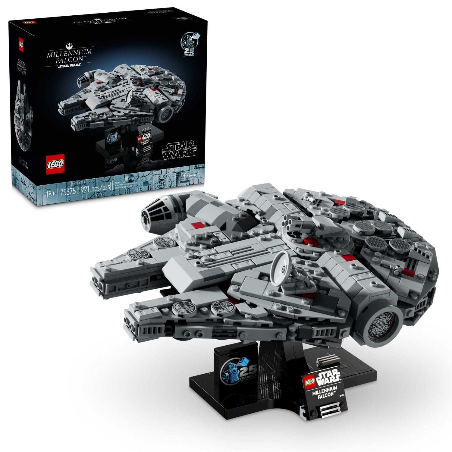 LEGO Star Wars: A New Hope Millennium Falcon 25th Anniversary Buildable Starship Model, Collectible Star Wars Home Décor, Building Set for Adults, Gift Idea for Star Wars Fans, 75375