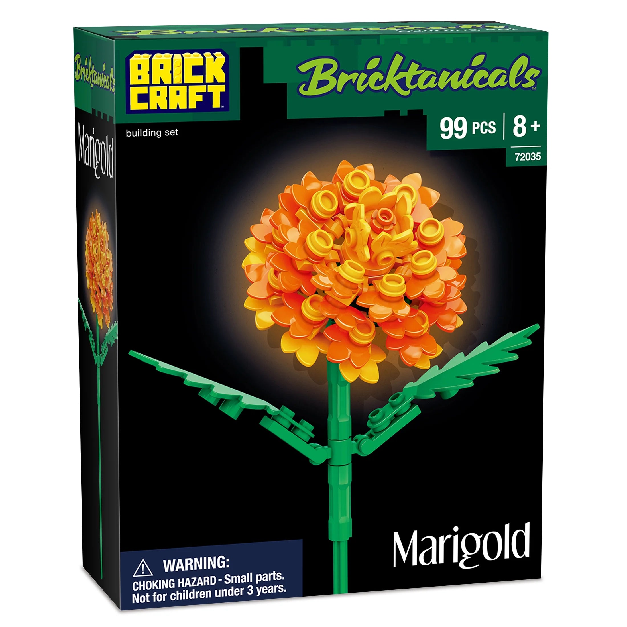 Brickcraft Bricktanicals Marigold Brick Building Set (99- Plastic Piece Set), Artificial Flower Decoration Craft Kit, Gift for Him and Her